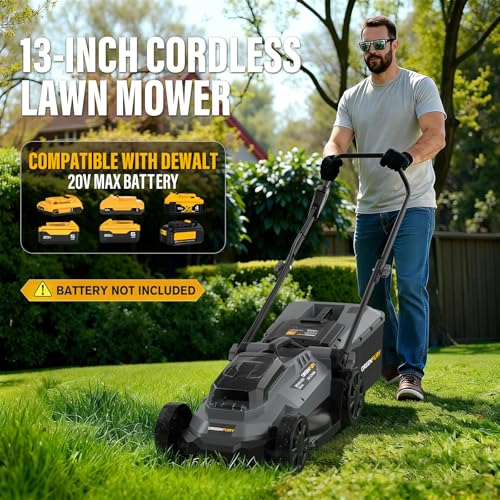 Cordless Lawn Mower Compatible with Dewalt 20V MAX Battery (Tool Only)