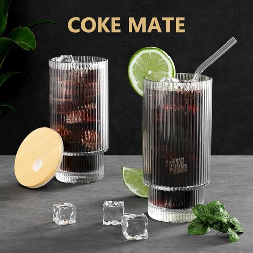 Image of Reusable Glass Coffee Sipper Mugs with Lid & Straw Pack of 1, 300ml Multipurpose Drinking Glasses Tumbler with Leather Sleeve Cup for Juice Smoothies Iced Tea Home & Travel (Sipper Lining)