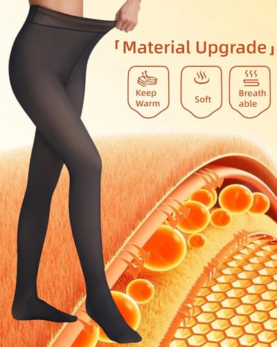 Image of leg elegant Fleece Lined Tights Women Sheer Warm Pantyhose Leggings Fake Translucent Thermal Winter Thick Tights for Dresses