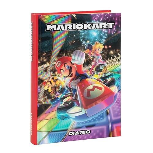 Mario Kart - Agenda escolar 2026-2026 oficial Mario Kart, agenda de 12 meses ideal para la escuela primaria, con tapa acolchada y 320 páginas interiores impresas a color, 13 x 17,8 h, rojo
