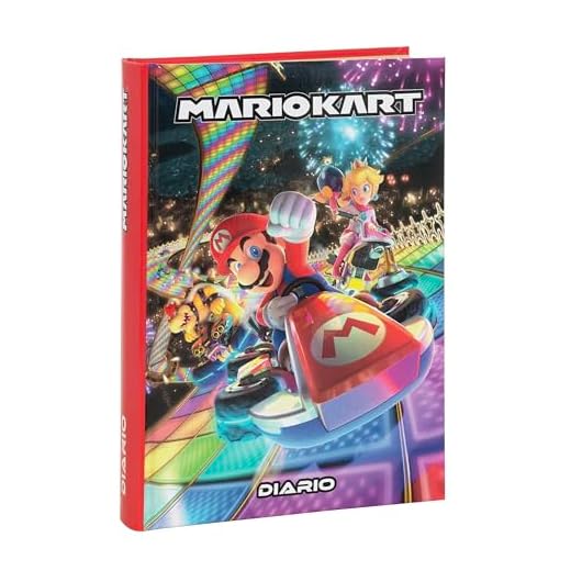 Mario Kart - Agenda escolar 2026-2026 oficial Mario Kart, agenda de 12 meses ideal para la escuela primaria, con tapa acolchada y 320 páginas interiores impresas a color, 13 x 17,8 h, rojo