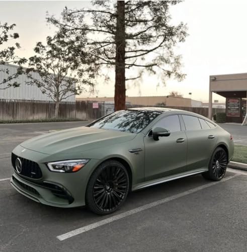 Image of WISDOM Matte Khaki Green Vinyl Car Wrap Air Release, Self Adhesive, Vehicle wrap Sheet for Automotive Bike DIY Exterior Interior Decoration (Khaki Green, 20 Inch X 12 Feet)