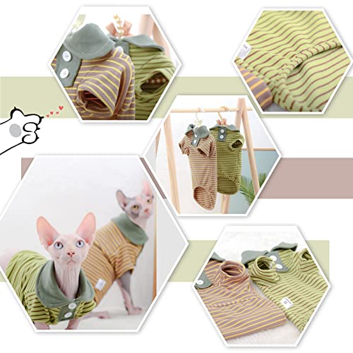 Bonaweite-Sphynx-Hairless-Cats-Shirt-Cornish-Rex-Kitten-POLO-T-Shirts-with-Sleeves-Breathable-Cat-Wear-Turtleneck-Sweater-Adorable-Peterbald-Cats-Clothes-Vest-Pajamas-Jumpsuit-for-All-Season
