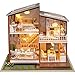 Kit de Maison de poupée Bricolage 3D, Maison de poupée en Bois Puzzle Jouet Fait à la Main LED Maison de poupée Miniature, Meilleur Cadeau pour Anniversaire de Noël pour Enfants et Adultes