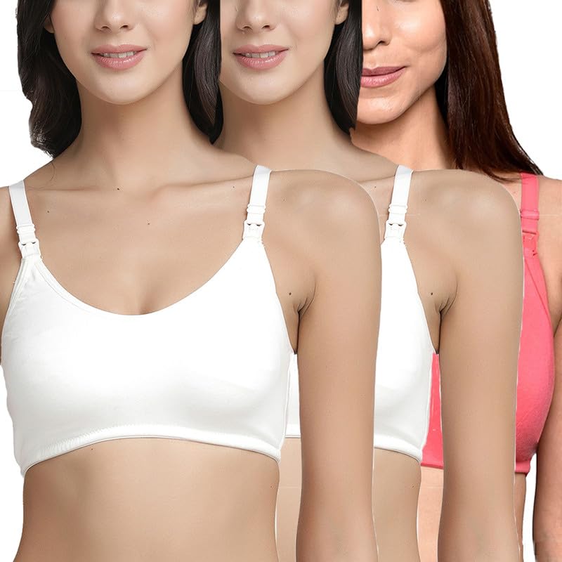 Image of Inner Sense Organic Cotton Bamboo Nursing Bra for Women I Non Padded Feeding Bra with Keyhole Back Design I Wire Free Maternity Innerwear with Full Coverage
