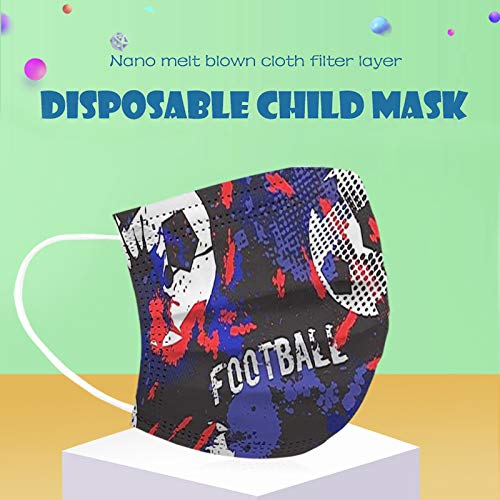 [USA in Stock] Children\'s Soccer Football Printing Disposable Face-Mask,Adjustable Sports Fans Accessories Novelty Gifts, Kids Cute Cartoon Decorative Sports Bandana for Girls Boys 50 PCS - Thumbnail 7