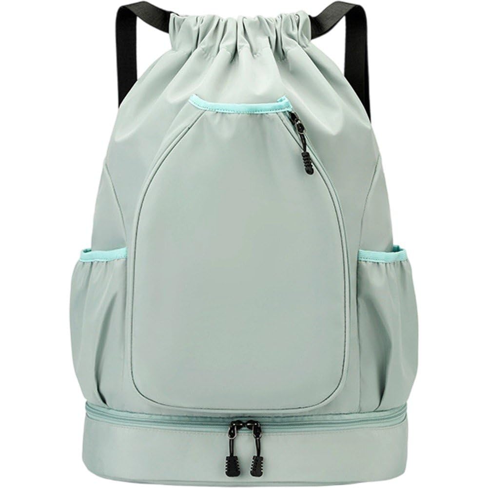 Uzztfa Women's Green Tennis Bags For Men, Large Capacity Drawstring Tennis Racket Bag Backpack For Tennis Racquet, Pickleball Paddles, Badminton