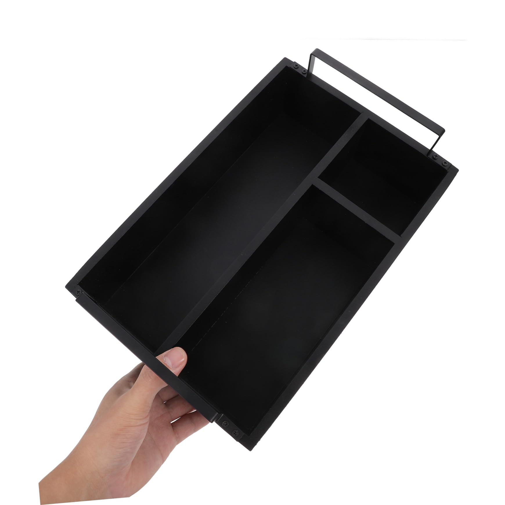Drewniany Organizer Torebki Herbaty i Saszetki Cukru z Wielokomorowym Przegródkami Praktyczny Pojemnik Blat Kuchenny Elegancki Czarny Pojemnik Do