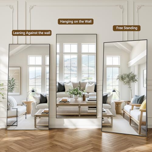 Image of Koonmi 78 inchx35 inch Floor Mirror Full Length, Large Black Mirror