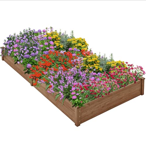Yaheetech 8×4ft Wooden Horticulture Raised Garden Bed Divisible Elevated Planting Planter Box for Flowers/Vegetables/Herbs in Backyard/Patio Outdoor, 93 x 48 x 10in, Dark Brown