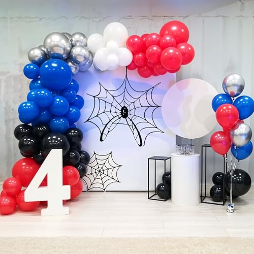 Red Blue Black Balloon, 12 Inch Spider Party Decorations, Matte Red Black and Royal Blue Latex Balloon with Confetti Balloons for Kids Boys Spider Hero Theme Birthday Baby Shower Halloween Party - Image 3