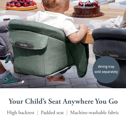 Image of Inglesina Fast Table Chair, Pine Green Melange - Portable Baby High Chair - for Babies & Toddlers up to 37 lbs - Fits Tables 0.8'' to 3.5'' Thick - Compact & Easy to Use - Travel Bag Included