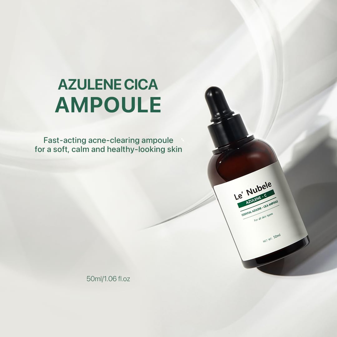 Le Nubele Azulene Cica Ampoule Soothes Acne Prone and Sensitive Skin, Azulene 700ppm, Centella Asiatica, Panthenol, Non-Comedogenic, Reduce Redness, Korean Skin Care, 50ml/1.06 fl.oz. - Image 2