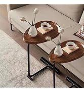 GOFURNISIA Wooden C Shaped Side/End Table, Modern Sofa Side Table, Coffee Table for Living Room, ...