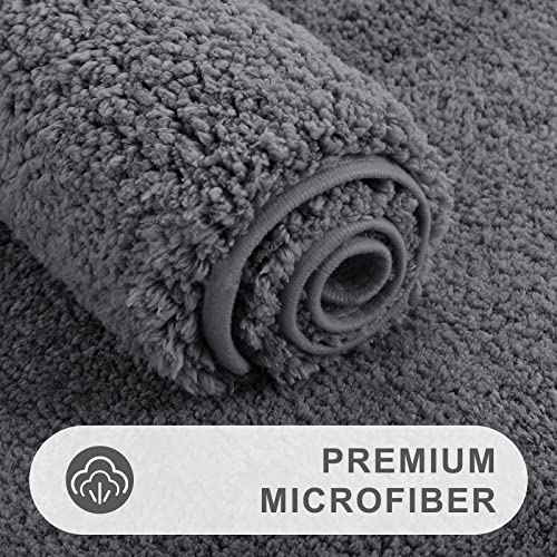 Buganda Microfiber Bathroom Rugs Runner (47 X 24, Grey) Shaggy Soft And Absorbent, Non Slip, Thick Plush, Machine Washable Bath Mat And Bath Rugs For Bathroom #TOP2