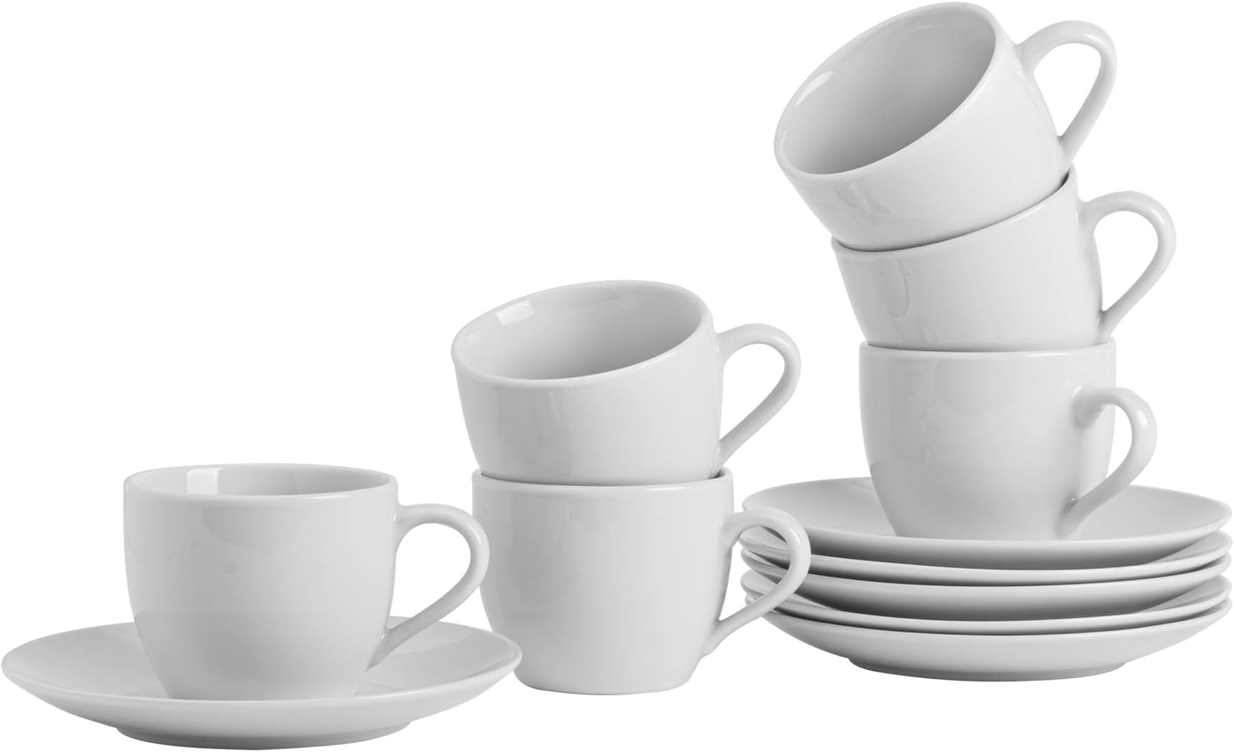Argon Tableware 24 Piece Cappuccino Cup & Saucer Set - 200ml - Classic Collection - Tea Cup and Saucer Coffee Cappuccino Mugs Latte Drinking Mug Tea Plates