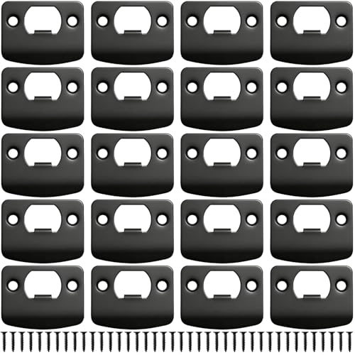 Peohud 20 PCS Door Strike Plate Round Corner Door Latch Plate Stainless Steel Deadbolt Covers for Interior Exterior Doors