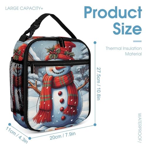 Red Snowman Scraf Backpack Set Lightweight Bag Lunch Box Pencil Bags for Women Men Bookbags 3 in 14