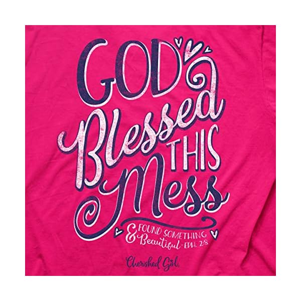 Cherished-Girl-womens-Classic-Fit-T-shirt Cherished Girl Women's God Blessed This Mess T-Shirt - Heliconia - Small