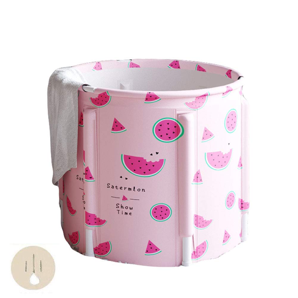 QWER-TYUThickened Freestanding Bath Barrel, Children's Bathing Basin Bath Barrel Folding Bathtub Large Adult Household Thickening Bath Barrel,B,70 * 70CMthickness10mm