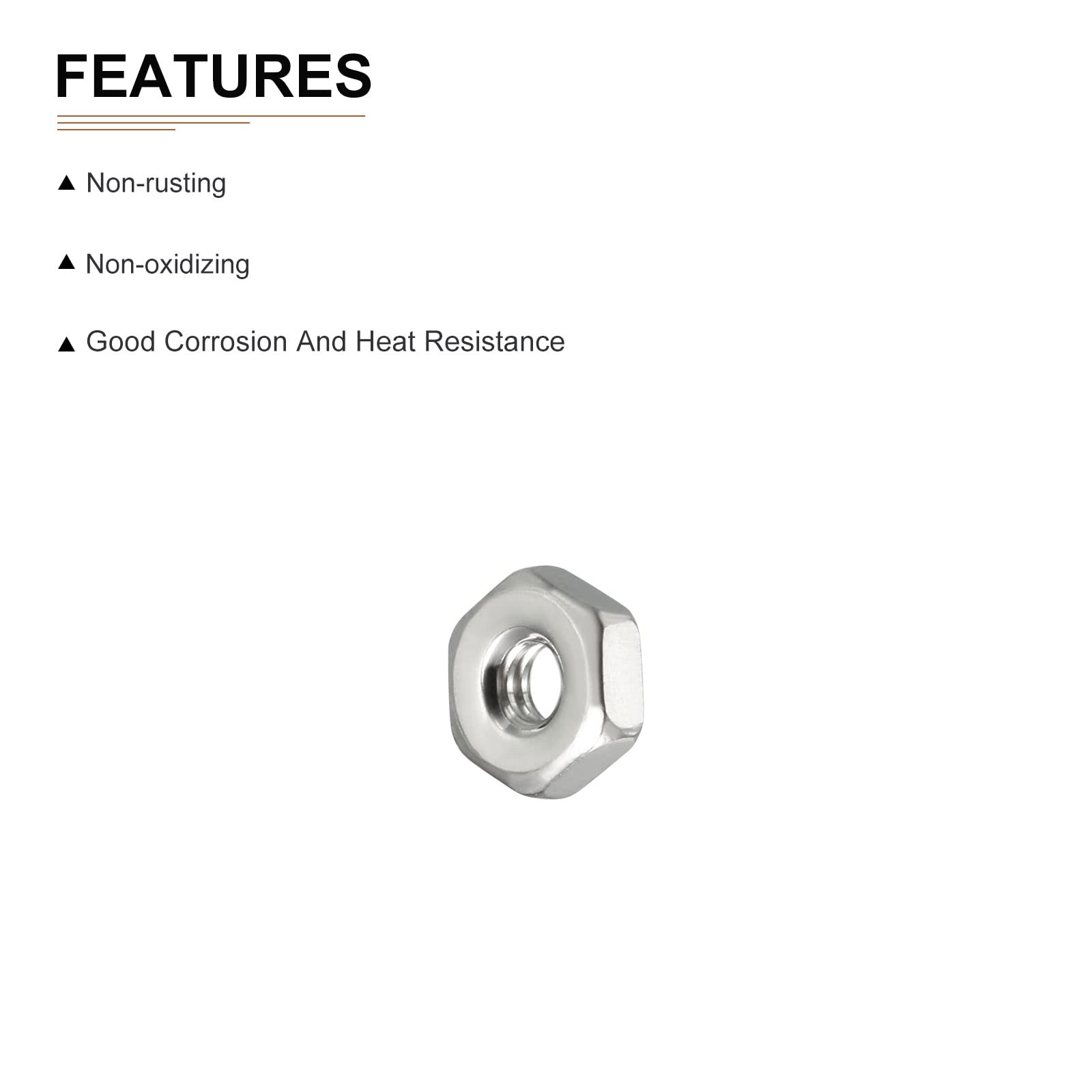 DTGN #6-32(UNC) Hex Nuts - 100Pack - Good for Home Garage Repair - 304 Stainless Steel Hexagonal Nuts - Silver - Image 3