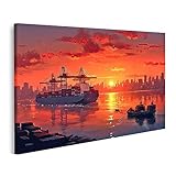 islandburner Bild auf Leinwand Schiff Zu Lande Kran Laden Container Technologie Bilder Wandbilder Poster JDJU-1P
