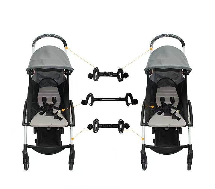 Miniatura 6 de Conector de cochecito doble lado a lado, conectores universales y estables para cochecito de bebé, desmontables y ajustables, dos cochecitos