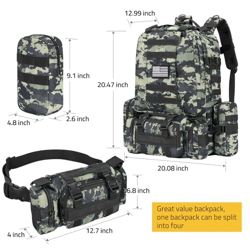 Image of CVLIFE Tactical Backpack Military Army Rucksack for Men Women 60L Large Survival 3 Day Bug Out Pack Detachable Molle Bag (Shadowstand)