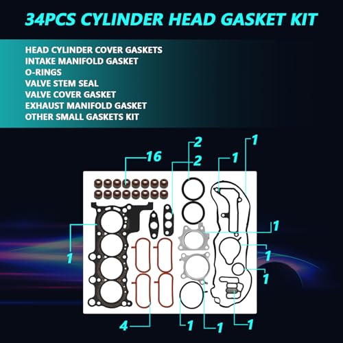 Image of 06110-6A0-A01 Cylinder Head Gasket Kit Compatible with Honda Accord CR-V Civic 2018-2024 1.5L Replace#061106A0A01 061106A0A00