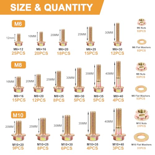 Image of VIGRUE 521PCS M6 M8 M10 Flange Bolts Assortment Kit Metric Class 8.8 Serrated Hex Cap Flange Hex Bolts Flange Nuts Assorted Set, Coarse Full and Half Threads