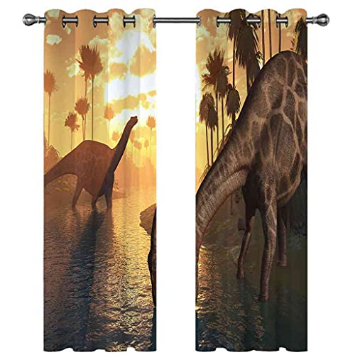 Rideau occultant à oeillets dinosaure isolant phonique lot de 2