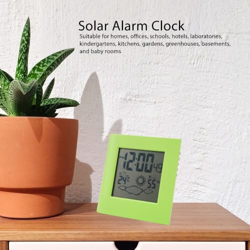 MOPFOL Solar Digital Alarm Clock with Temperature & Humidity Display - Dual Power LCD Weather Forecast Clock for Home & Office, Indoor Use(Green) by MOPFOL - Used condition - Image 6