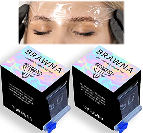 BRAWNA 2 Pack - 1300 Ft [ 400 M ] Preservative Film – Microblading Wrap for Lip Blush, Eyebrow Lamination & Lash Lift – PMU Plastic Wrap & PMU Supplies - Microblading Kit