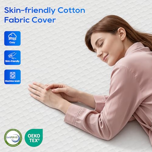 Image of FDW | 5 Inch Queen Mattress | Medium Firm | Gel Memory Foam Mattress | White | Bed in a Box, CertiPUR-US Certified | Pressure Relief, Cooling Ventilated Foam | Washable Removable Cover