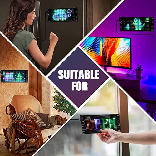 Image of RAYHOME LED Sign for Car, 7''x3''Flexible LED Matrix Panel USB 5V Bluetooth Application Control DIY Programmable Scrolling Sign for Car Party Wedding Festival