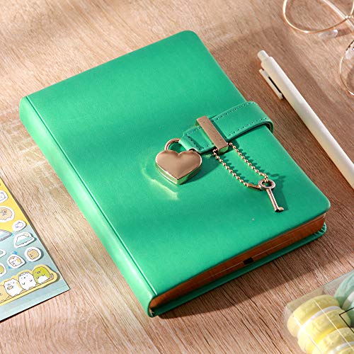 最安値 Cagie 日記帳 鍵付きハート型個人ジャーナルシークレットノートブックギ 女の子へのギフトb6手帳 サイズ13 5cmx17 8cm 色 緑 の価格比較