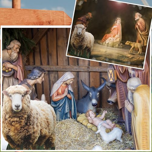 Image of 4 ft Sheep Cardboard Cutout Stand-up Lifesize Religious Sheep Backdrop Photo Props for Farm Theme Birthday Party Easter Nativity Scene Bible School Birthday Party Decorations