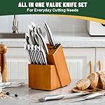Knife Set, EWFEN 14-Piece Kitchen Knife Set with Block, German Stainless Steel Knives with Built-in Knife Sharpener, Anti-Slip Sharp Knives Set for Kitchen, Dishwasher Safe, Curved Handle - Image 3