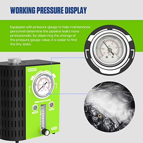 MR CARTOOL T110 Automotive EVAP Smoke Machine, 12V Car Pipe System Leak Tester Fuel Leakage Detector with Adjustable Flow Meter for Vehicles Motorcycles