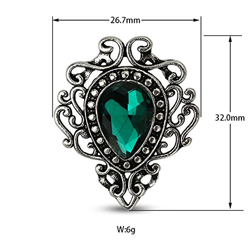 Minghua Retro Hollow Flower Waterdrop Gemstone Brooch For Women (Red) #TOP2