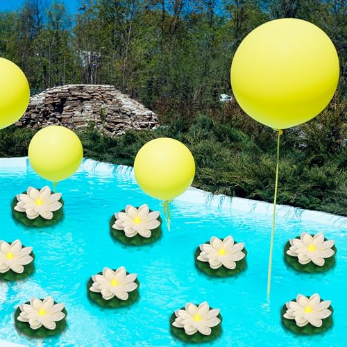 LACGO 24 PCS Waterproof Floating Lotus Lights - 5 Inch Floating Pool Flowers Battery Operated Water Activated Warm White Pool Flower Lights Wedding Anniversary Garden Decoration by LACGO - Image 9