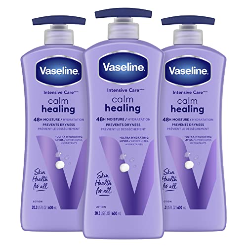 Vaseline Intensive Care Calm Healing Body Lotion for Dry Skin Lotion Made with Ultra-Hydrating Lipids and Lavender Extract to Heal and Restore Dry Skin 20.3 oz, Pack of 3 Vaseline Intensive Care Calm Healing Body Lotion for Dry Skin Lotion Made with Ultra-Hydrating Lipids and Lavender Extract to Heal and Restore Dry Skin 20.3 oz, Pack of 3