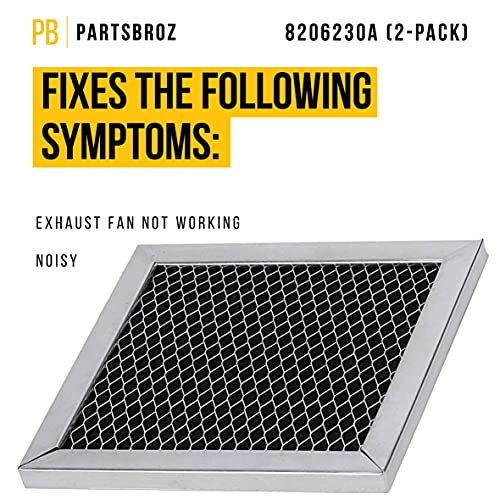 Durable 8206230A Microwave Grease Filter (2-Pack) By Partsbroz - Compatible Whirlpool Kitchenaid Maytag - Replaces Ap4299744 Ah1871363 Ps1871363 - Size 5 In X 5.375 In X 0.375 In #TOP2
