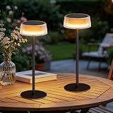 KuflooQ 2 Stück Led Solar Tischlampe Kabellos Outdoor,Touch Dimmbar Akku Tischleuchte mit USB Aufladbar,IP65 Wasserdicht Lampe für Garten,Terrasse,Camping und Outdoor Dining