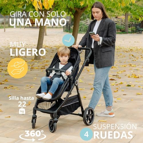 Poussette 2 en 1 - Modèle Versa - Interbaby | Poussette polyvalente avec siège réglable et nacelle rembourrée - De la naissance jusqu'à 48 mois ou 22 kg. – Image 6