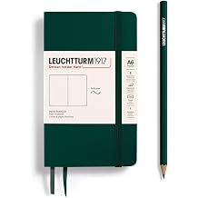LEUCHTTURM1917 - Notebook Softcover Pocket A6-123 Numbered Pages for Writing and Journaling Forest Green, Plain