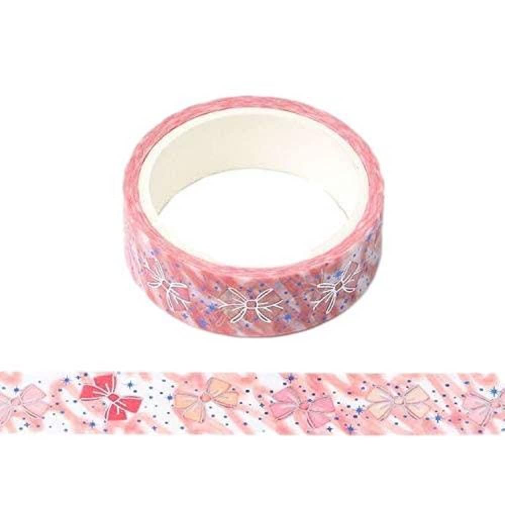 Syntego Blue,Pink,Silver Pink, Blue And Silver Foil Bow Decorative Washi Tape 15Mm X 5M