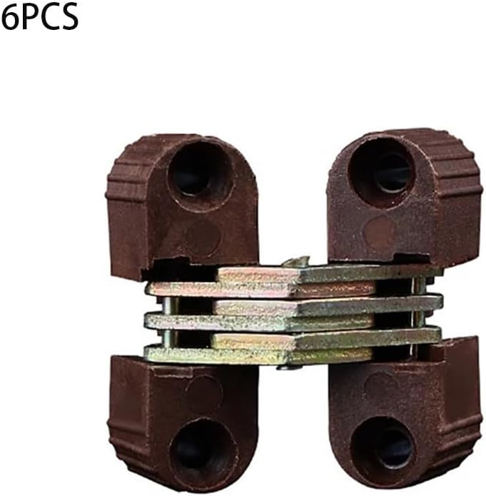 Pack of 6 Invisible Folding Door Cross Hinges, Practical Concealed Hinge Solution for Dining Table Connections (Brown)