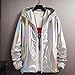 Glitzer Jacket Herren Alien KostüM Karneval KostüMe Silber Metallic Jacke ReißVerschluss Sportjacke Mit Kapuze 80Er Jahre Disco Outfit Herren-Jacken Langarm GläNzend Bomberjacke Mantel FüR Party