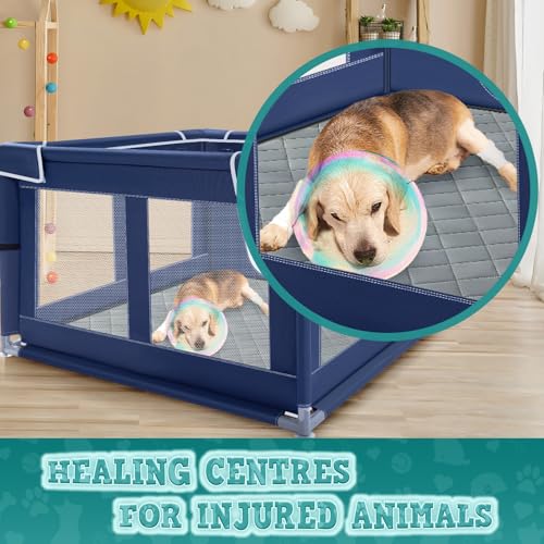 Image of XVISHX 42x42 Inches Puppy Playpen with Dog Pads, Dog Playpen for Puppies or Small Dogs, Pet Playpen for Indoor & Outdoor, Sturdy Safety DogPen with Thickened Fabric, High-Strength Nylon Wire Mesh